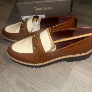Franco Sarto Brown and Cream Loafers - Collette- for Women size 9